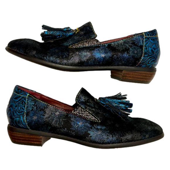 Spring Step Shoes - EUC Spring Step L'Artiste Klasik-Foil Embossed Suede Floral Tassle Loafer EUR 40